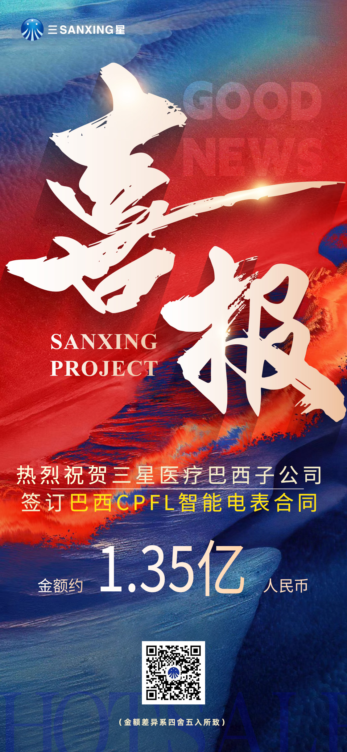 喜报丨公司签订巴西智能电表合同1.35亿_1766564450916